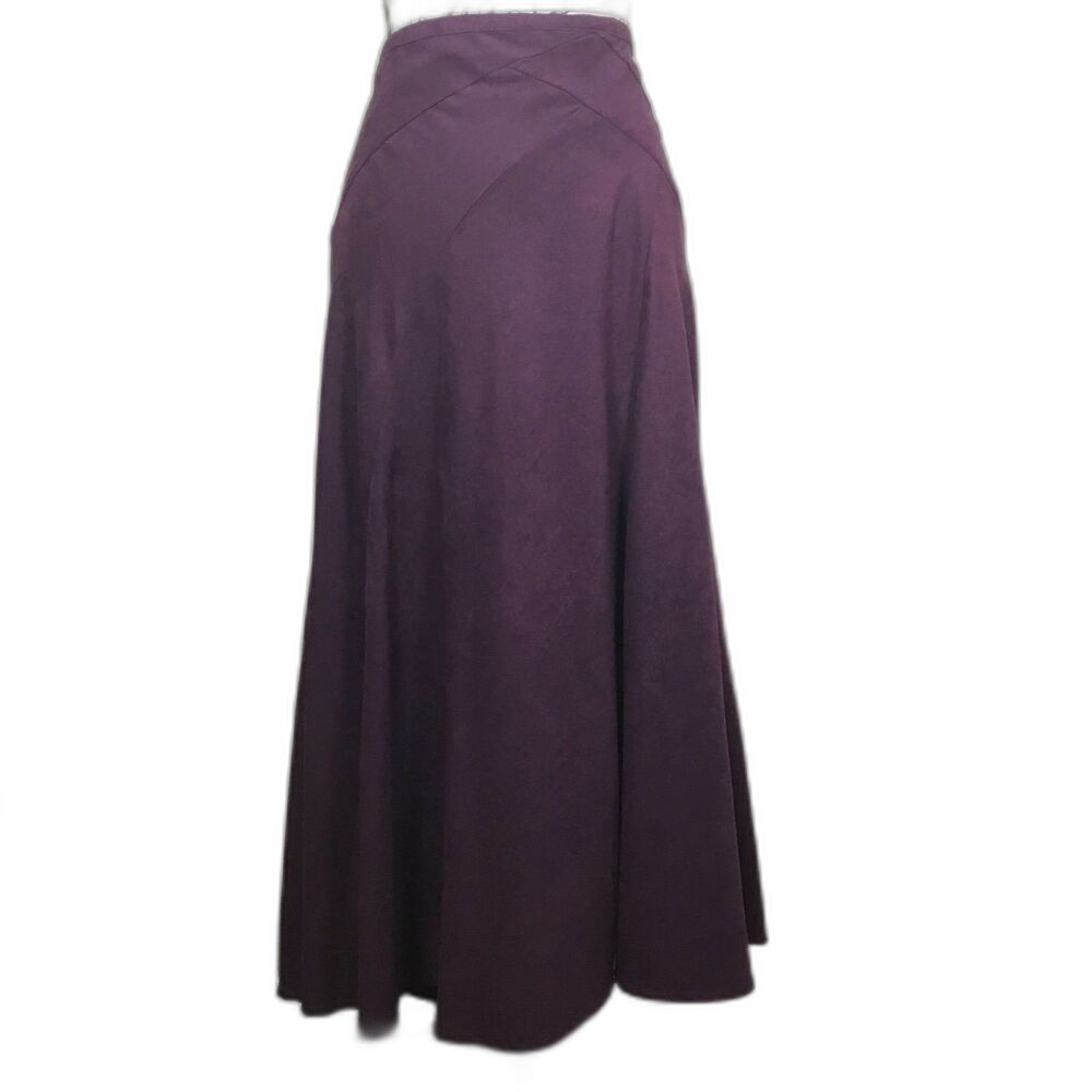 Purple a-line maxi skirt faux suede witchcore fairy whimsygoth waist 37"-39" XL